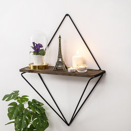 Hanah Home Paeonia Turcica Estantería de Pared Negro y Nogal Oscuro